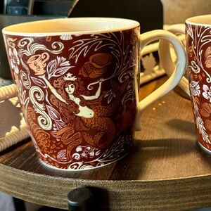 2 Starbucks  Brown mermaid Cups!!! Set of 2!! 2008!!